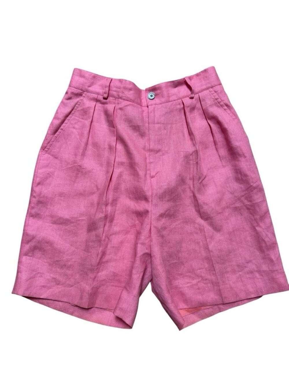 Classiques Entier Linen Shorts Womens 8 Pink High Rise Pleated Vintage
